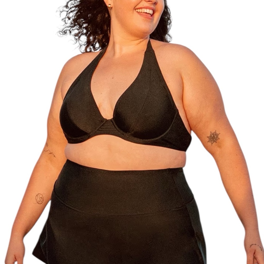 Shapermint Swimsuit Halter Tie Neck Underwire Bikini Top NEW